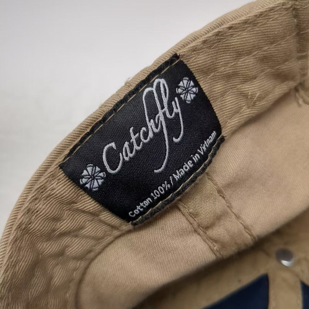 Catchfly Baseball Cap Blue Beige OS Strapback Distressed Aztec Embroidered Hat - Picture 9 of 9
